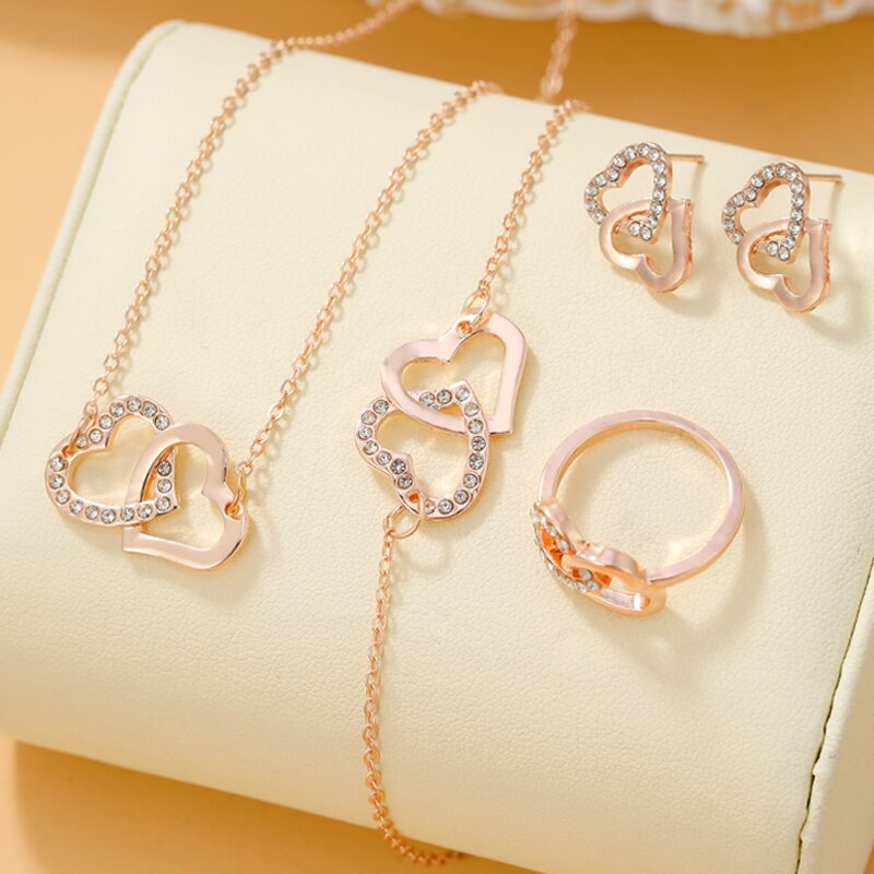 Special Heart Shaped Jewelry! (Sets Of Ring, Earrings, Necklace For Women Elegance)  ✨