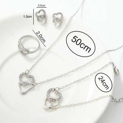 Special Heart Shaped Jewelry! (Sets Of Ring, Earrings, Necklace For Women Elegance)  ✨