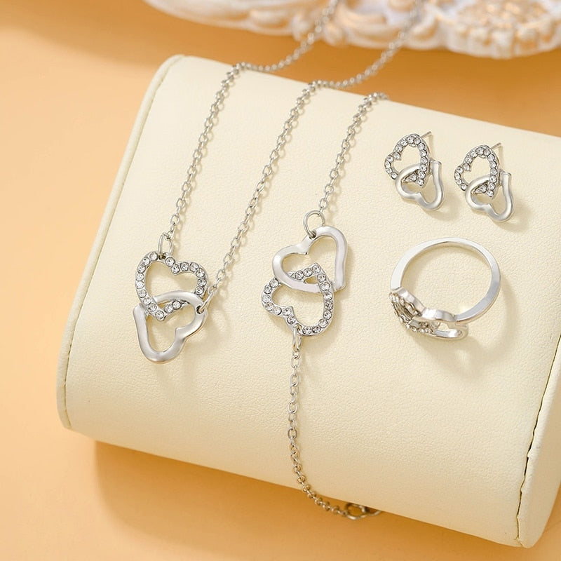 Special Heart Shaped Jewelry! (Sets Of Ring, Earrings, Necklace For Women Elegance)  ✨