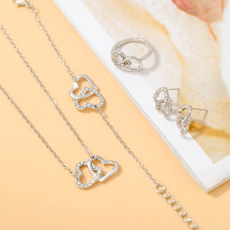 Special Heart Shaped Jewelry! (Sets Of Ring, Earrings, Necklace For Women Elegance)  ✨