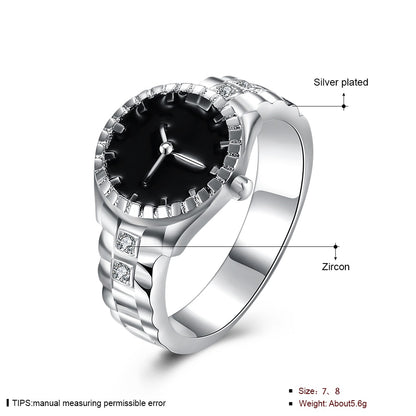 Sterling Silver Wrist Watch Zircon Rings For Women Luxury Quality