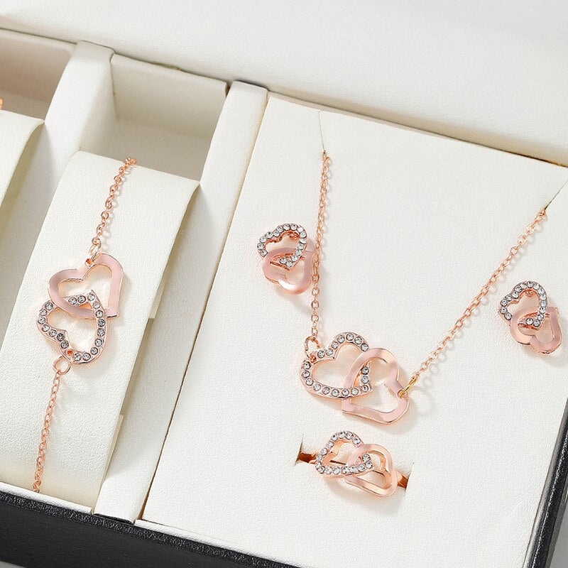 Special Heart Shaped Jewelry! (Sets Of Ring, Earrings, Necklace For Women Elegance)  ✨