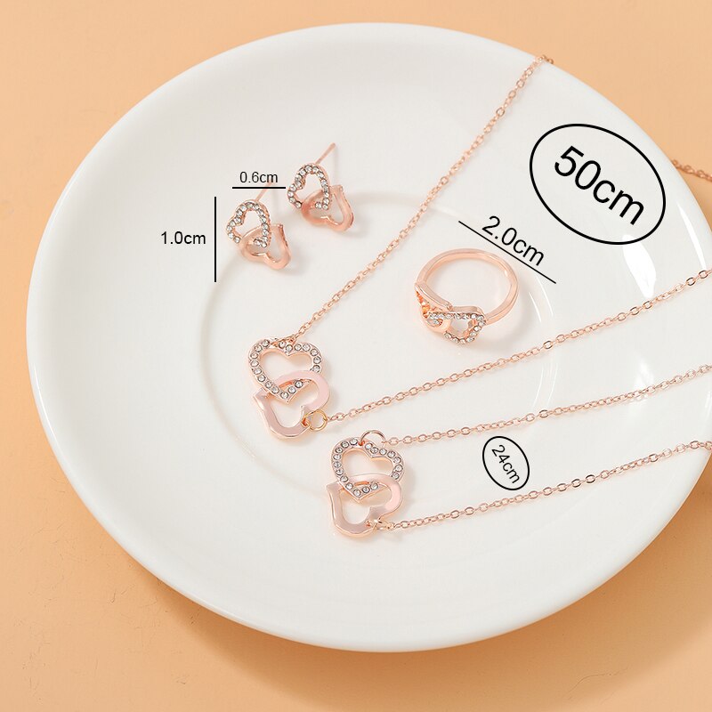 Special Heart Shaped Jewelry! (Sets Of Ring, Earrings, Necklace For Women Elegance)  ✨