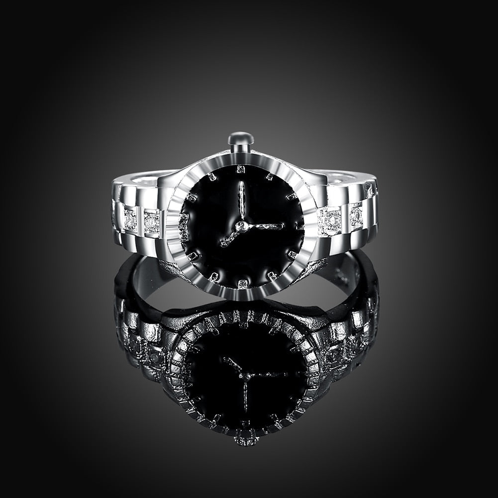 Sterling Silver Wrist Watch Zircon Rings For Women Luxury Quality