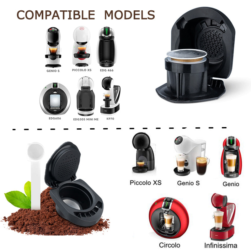 2 Coffee adaptors for Dolce Gusto NOW using coffee powder AND/OR Nespresso capsule